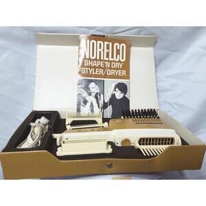 Vintage Norelco Shape HP 3600  'N Dry Hair Styler w/ Case  Works 120V